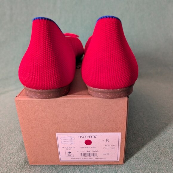 Rothy's The Ballet Flat, Glamour Red, Size 8 (NIB) - Picture 2 of 3